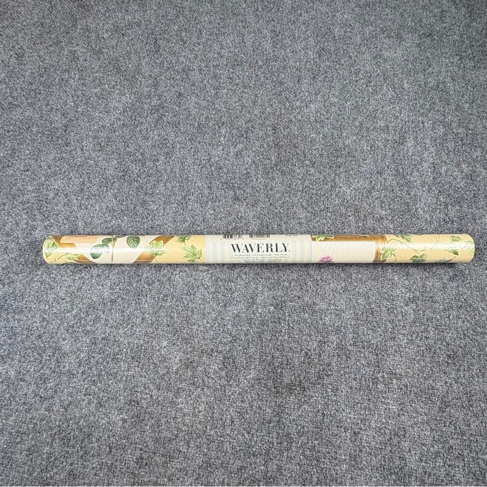 Vintage 90s Waverly Wallpaper Roll Floral Vine Pre-Pasted Washable 5502332‎